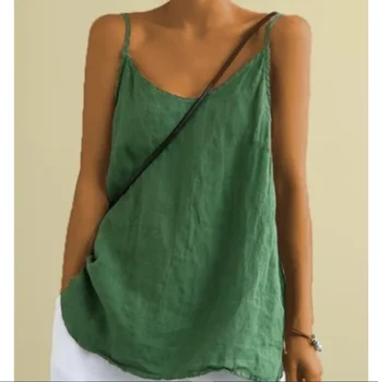 Loose Thin Camisole Solid V-neck Vest T-shirt Sleeveless Casual Top Highstreet Holiday Women Clothes All-match Summer Simple 1