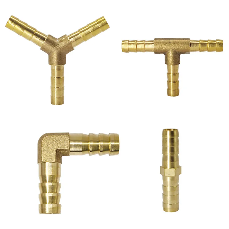 Conector de cobre de tubería de púa de latón, accesorios de manguera de Pagoda, 2, 3, 4 vías para 4, 5mm, 6mm, 8mm, 12mm, 16mm, 19mm