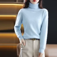 New Women's Clothing For Autumn/Winter 2024 100% Mink Plush Turtleneck Pullover Sweater Ladies Cashmere Sweater Dbr-018 - Image 2