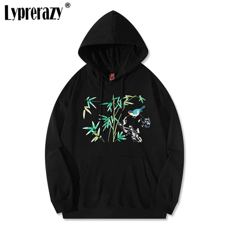 

Lyprerazy осенне-зимние Новые мужские толстовки в китайском стиле толстовки с капюшоном бамбуковая Волшебная вышивка свободный пуловер с капюшоном
