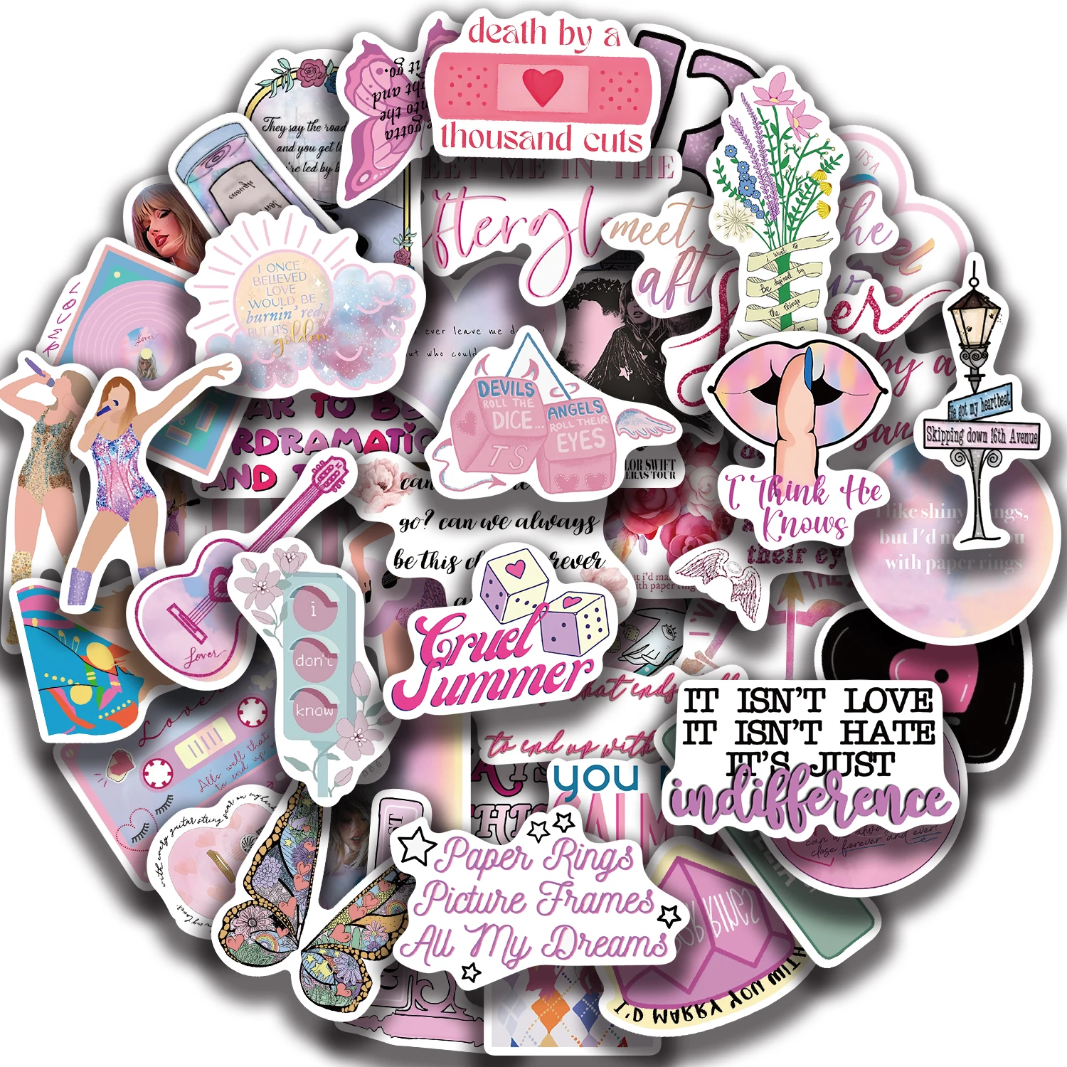 

50PCS Pink Lover Sticker Sticky Aesthetic Decorative Scrapbook DIY Phone Computer Laptop For Audlt PVC Graffiti Stickers