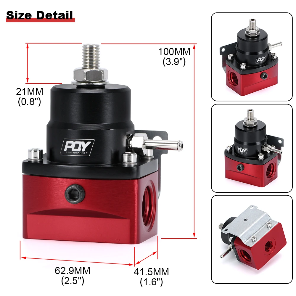 Universal Aluminum Fuel Pressure Regulator AN8 Feed & AN6 Return Line W/ 0-160PSI Gauge Set 3-20 20-45 45-70 Pressure Springs 6