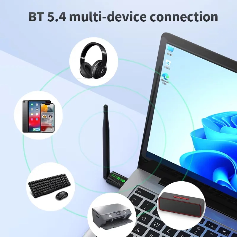 รูปสินค้า อะแดปเตอร์ Wi-Fi 900Mbps + Bluetooth 5.4 สำหรับคอมพิวเตอร์