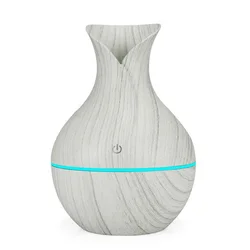 Compact Ultrasonic Aromatherapy Humidifier with Colorful LED Night Light, USB - Powered (White pattern vase)