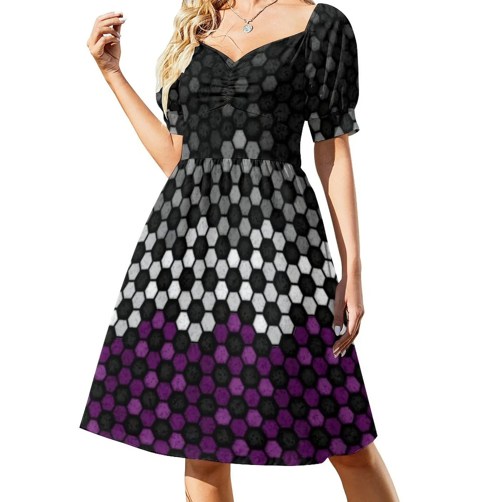 

Seamless Football Pattern in Asexual Pride Flag Colors Sleeveless Dress prom clothes women's luxury party dress