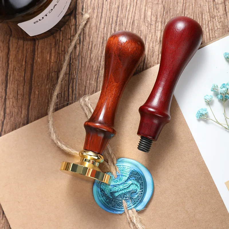 Wooden Handle Fire Paint Seal Macaron Color DIY Decoration