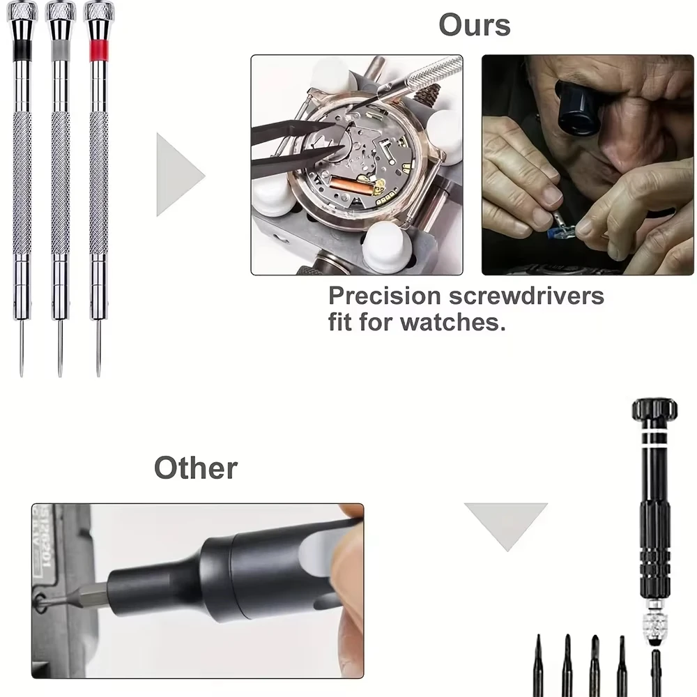 Comprehensive 147-Piece Watch Repair Tool Set with Storage Bag and Screwdrivers