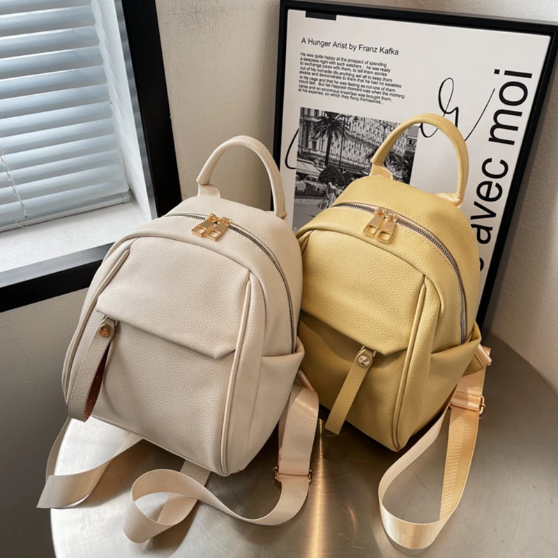 Backpack women trend new soft leather Korean version simple leisure bag literary style college students backpack wholesale