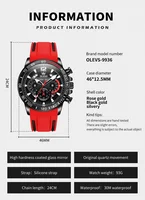 OLEVS 9936 montre pour hommes à Quartz bracelet en silicone étanche montre multifonctionnelle 6