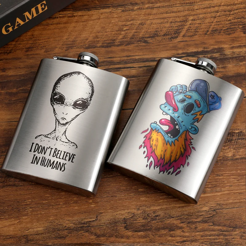 

Silver Alcohol Whiskey Liquor Wine Bottle Outdoor Travel Portable Stainless Steel Hip Flask Custom LOGO Color Printing Funnel