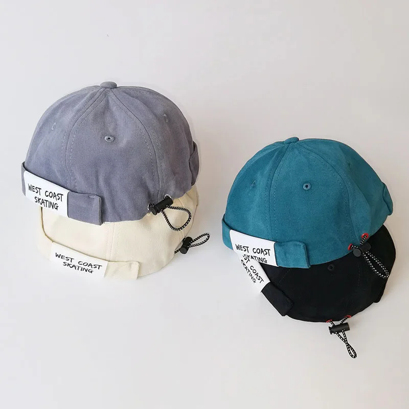 

Korean Baby Brimless Vintage Letter Baby Boys Girls Hip Hop Docker Cap Summer Toddler Children Adjustable Landlord Sailor Caps