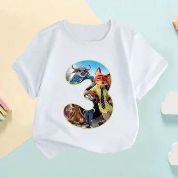 Zootopia Nick Wilde Judy Hopps Number Kids T shirt Girls Clothes 1 2 3 4 5 6 7 8 9 Years Birthday Baby Boys T-Shirts,HKP2757 1