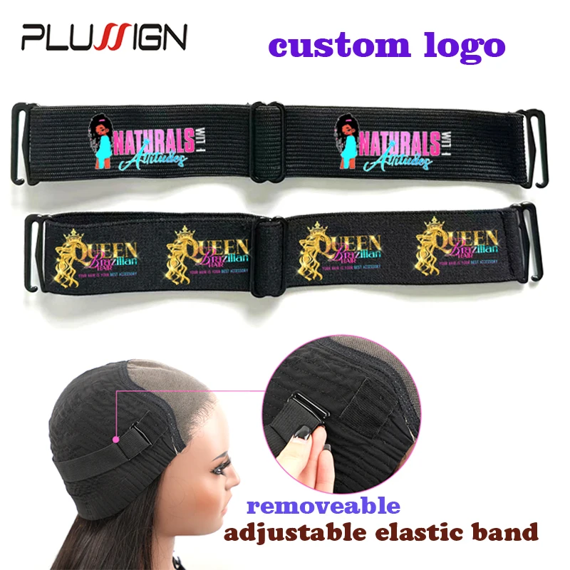 Plussign Custom Logo Adjustable Elastic Band For Wigs Removable Glueless  Band For Wig 20Pcs Wig Strap With Hook For Fixing Wigs