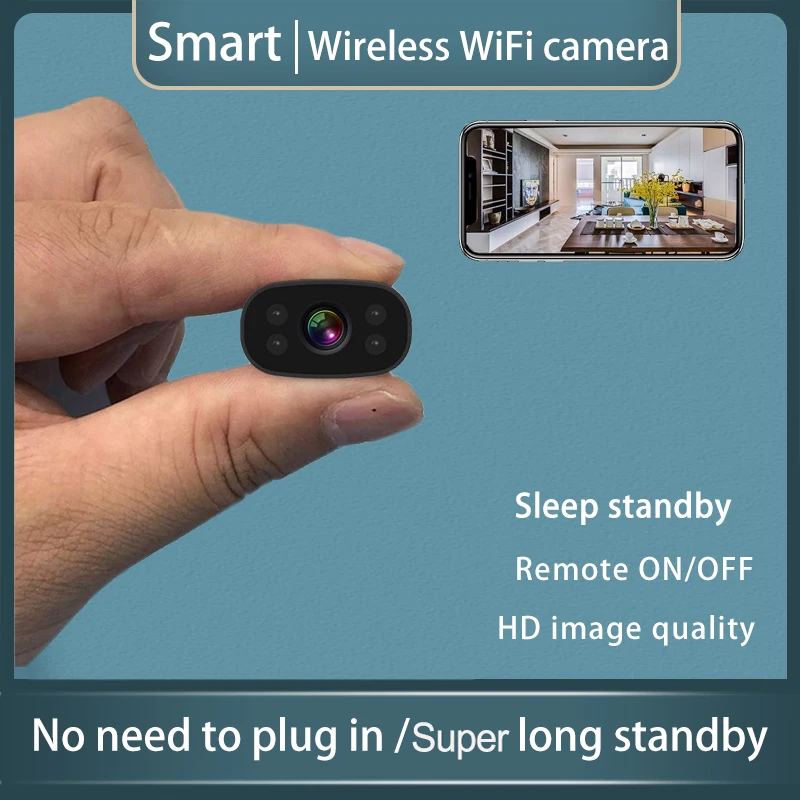 Mini caméra de surveillance IP WiFi HD, dispositif de sécurité intelligent, sans  fil, avec télécommande, veille et marche/arrêt - AliExpress