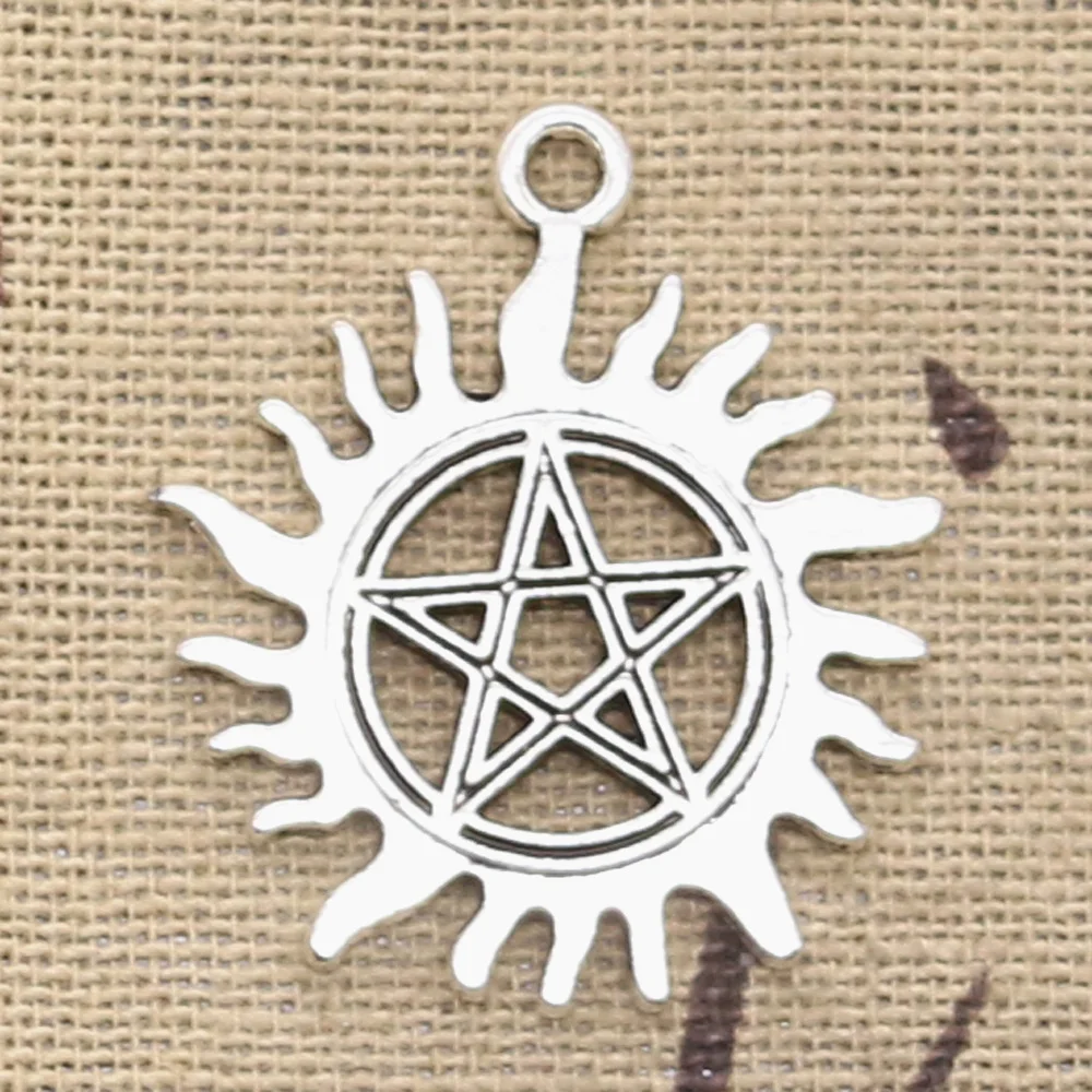 

5pcs Charms Sun Star Of David Hexagram 34x31mm Antique Silver Color Pendants Making DIY Handmade Tibetan Finding Jewelry