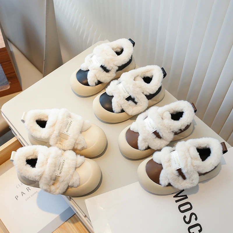 

2024, повседневная обувь для девочек, Универсальная мягкая дышащая обувь на липучке, плюшевая теплая хлопковая обувь для мальчиков, Прямая поставка, детская парусиновая обувь