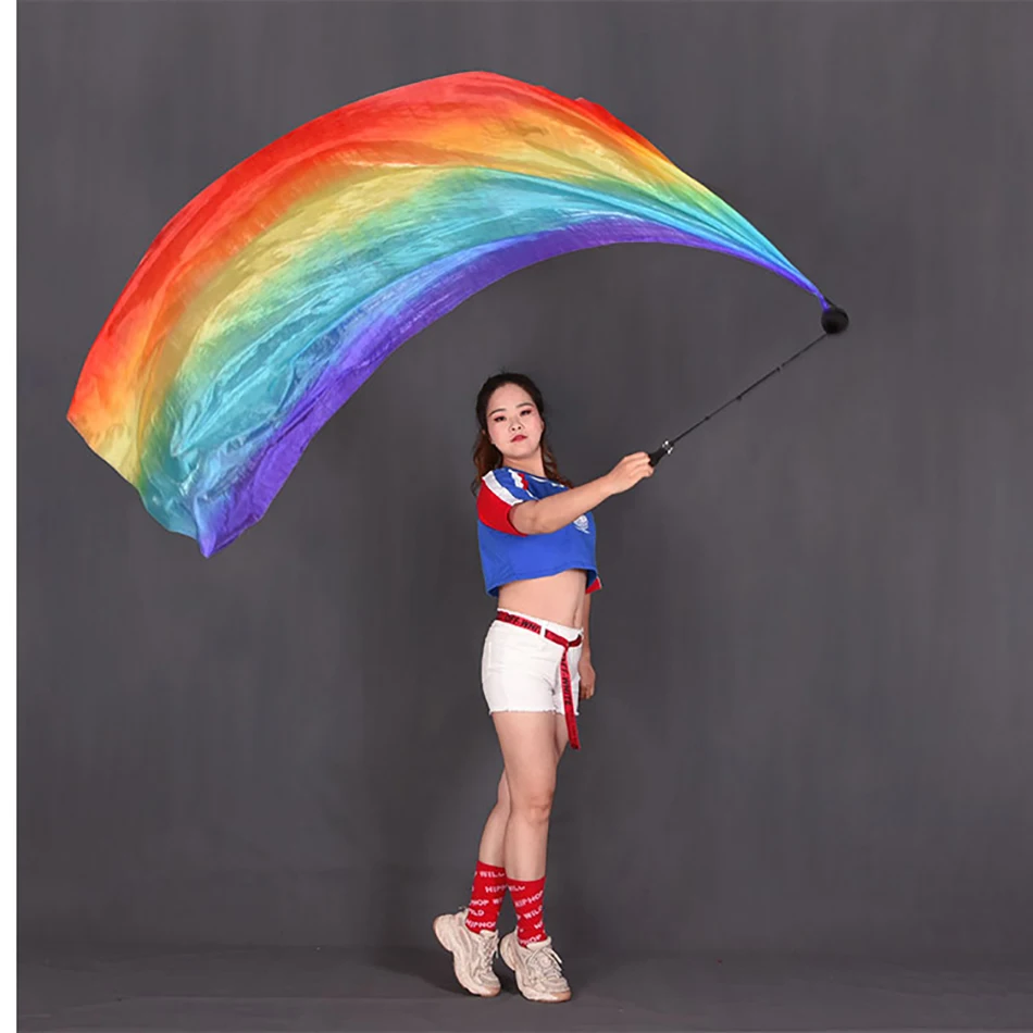 밸리 댄스 실크 베일 액세서리 1 조각 1 쌍 블랙 마오리 포이 볼 베일 글로우 던진 공 핸드 프로펠러 무대 공연