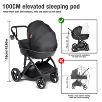 Poussette multifonctionnelle 3 en 1 pour bébé - Landau léger pour nouveau-né, poussette de voyage pliable pour mère et enfant, poussette convertible pour nourrisson avec berceau 8