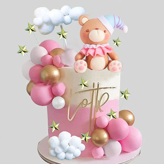 Décoration de gâteau d'anniversaire, 1 ensemble, rose et bleu, ours en  forme de Train, poupée, ornement, garçon et fille, pour premier anniversaire,  fournitures pour réception-cadeau pour bébé - AliExpress