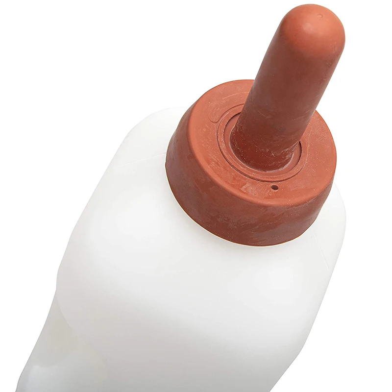 Calf Bottle with Handle and Push on Nipple 2 Quart Feeder for Nursing Baby Cows
