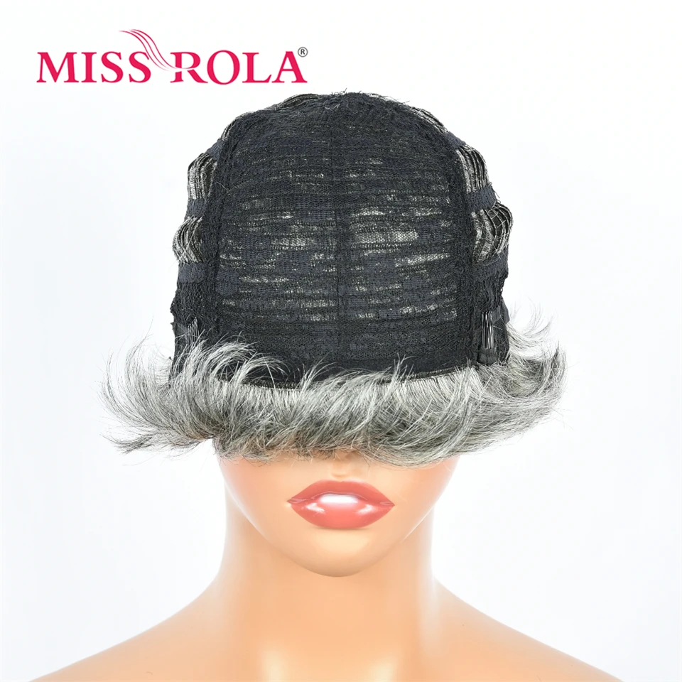 Miss Rola 브라질 하이라이트 그레이 머신 제작 가발 100% 인간의 머리 가발 천연 헤어 라인 레미 180% 밀도