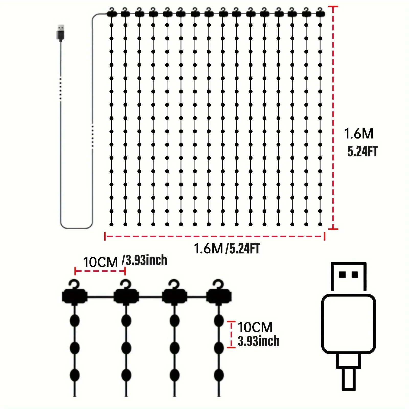 Luminous USB-Powered Smart Curtain Lights with App & Music Sync Control