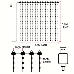 Luminous USB - Powered Smart Curtain Lights with App & Music Sync Control (1.6mx1.6m 256Leds)