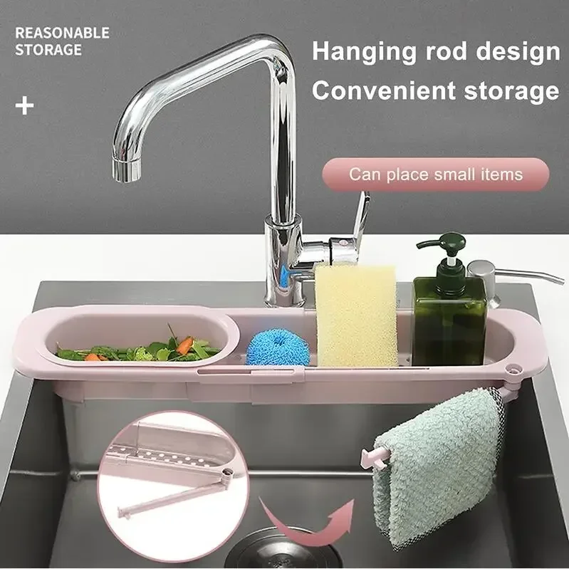 Kitchen Sink Organizer Dish Drainer Organizer for Soap Towel Rack Home Supply Kitchen Accessories Adjustable Shelf Storage Rack kitchen storage rack wall mounted organizer dish drying rack cabinet organizer shelves under sink storage rack under sink organizer kitchen order organizer