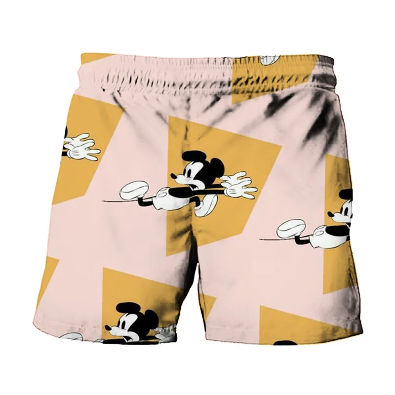 2024 Summer Harajuku New Disney Brand Cute Mickey And Minnie Anime Print Men's Swimwear Beach Shorts Fashion Casual Kids Shorts 4