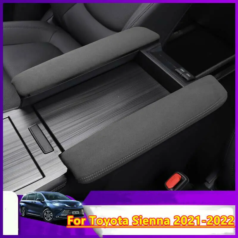 

Suede Leather Center Armrest Protection Covers PU Leather Cushion For Toyota Sienna 2021-2022