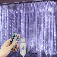 8 Modes LED Curtain Fairy Light USB Plug Wedding Garland Valentine's Day Ramadan EID Mubarak Decoration for Home Curtain Lights 3