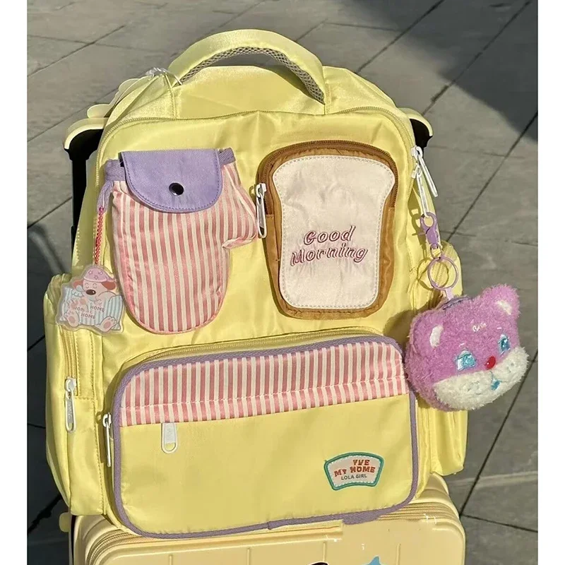 HAEX Kawaii Women Backpacks Cartoon Toast Patchwork Large Capacity Students Mochilas Para Mujer High School Aesthetic Girls Bags 4