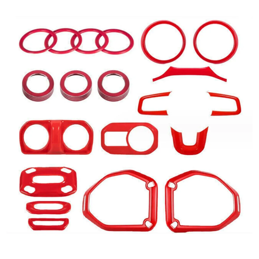 

Enhance Your Car's Interior with Red Trim Cover Kit Long Lasting Protection Fits For Jeep For Wrangler JL JLU 1822