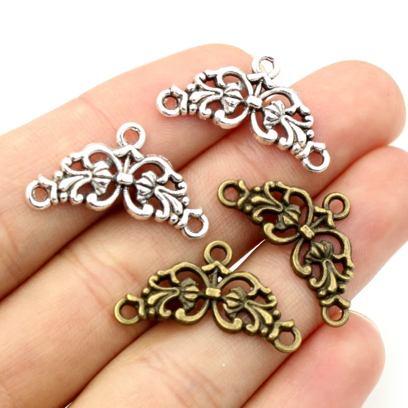 30pcs 14x26mm Antike Silber Überzogene Bronze Blume Stil Stecker Charm Anhänger DIY Schmuck Liefert für Armband halskette