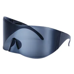 Oversized Luxury Designer Punk Shield Sunglasses (As Picture)