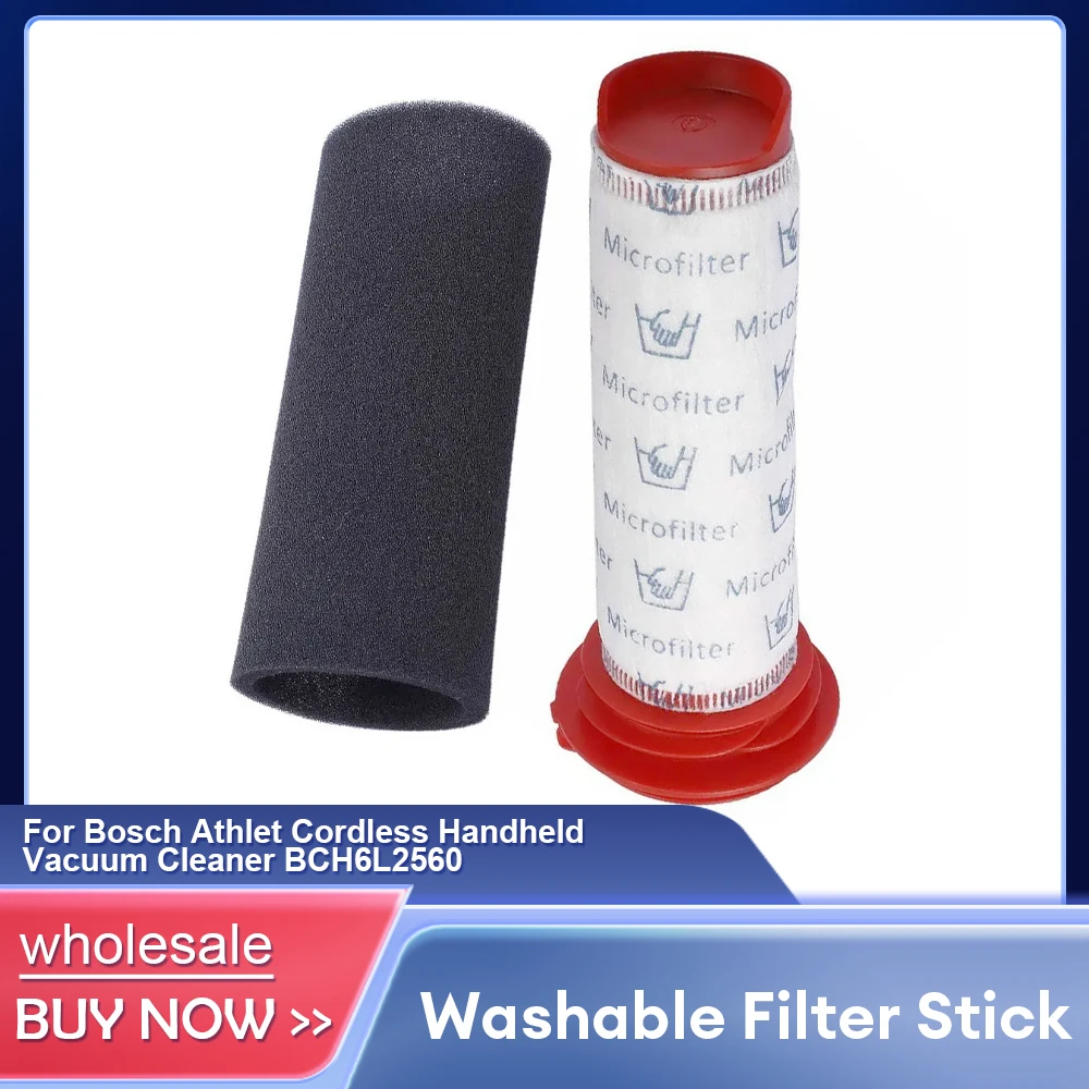 Foam Stick Filter Kit For Bosch Athlet Cordless Handheld Vacuum Cleaner BCH6L2560 BCH6ZOOO Washable Stick Filter Foam Insert 2pcs washable foam stick filter kit for bosch athlet cordless handheld bch6l2560 bch6zooo vacuum cleaner filtering dust parts