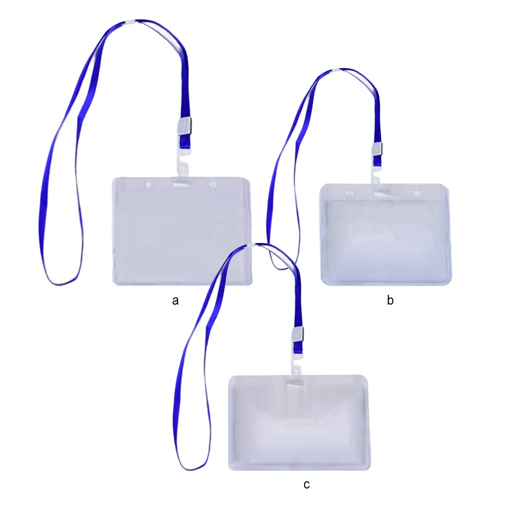 

50 Pieces Waterproof Plastic Card Holder Transparent Badge Case Dustproof Horizontal Type Cardholder with Lanyard