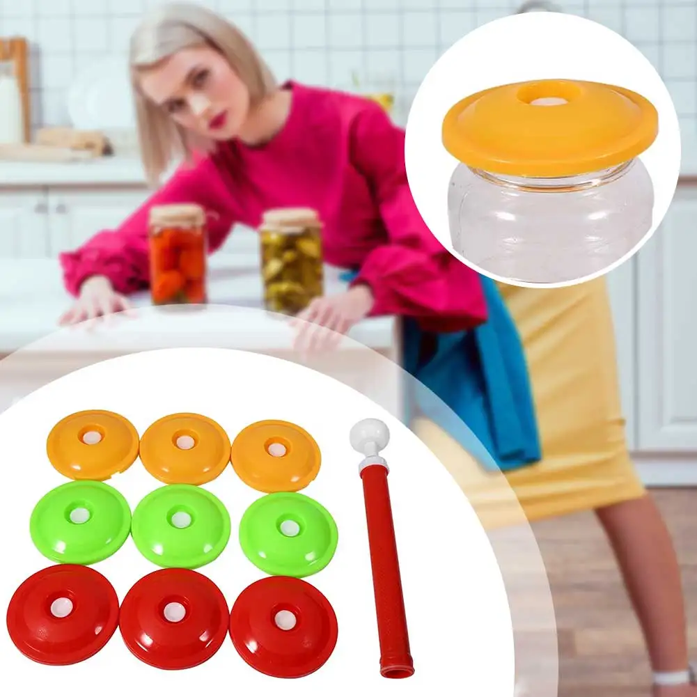 Vacuum Sealer Jar Lids With Vacuum Pump Reusable Pickle Jar Sealing Covers Food Storage Accessories For Home Can 10pcs food cover