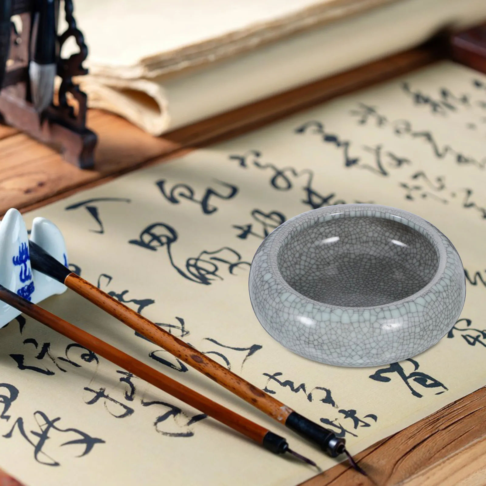 중국 서예 초보자 학생 예술가를 위한 프리미엄 세라믹 잉크 접시 브러시 세척기 다기능 홈 데코레이션