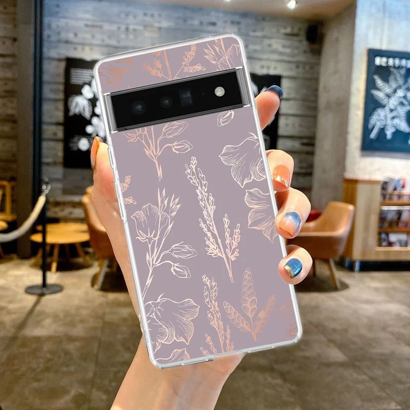 Gold Rose Love Heart Soft Silicone Clear Phone Case - Elegant TPU Cover