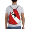 Scuba Dive Flag Bubble Red White Drawstring Backpack Women Men Gym Sport Sackpack Portable Diving Shopping Bag Sack 5