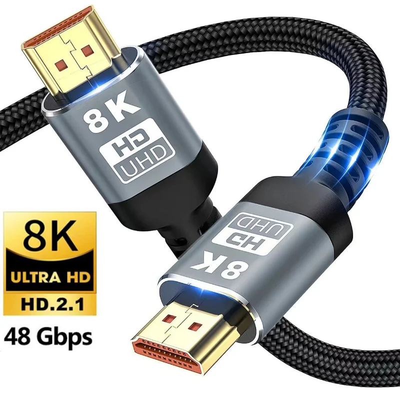 8K Hdmi-Compatible Cable Hdmi 2.1 Ultra Digital Hd Uhd High Quality Braided 8K@60Hz For Laptop Ps3 Ps4 Tv Projectors Monitor