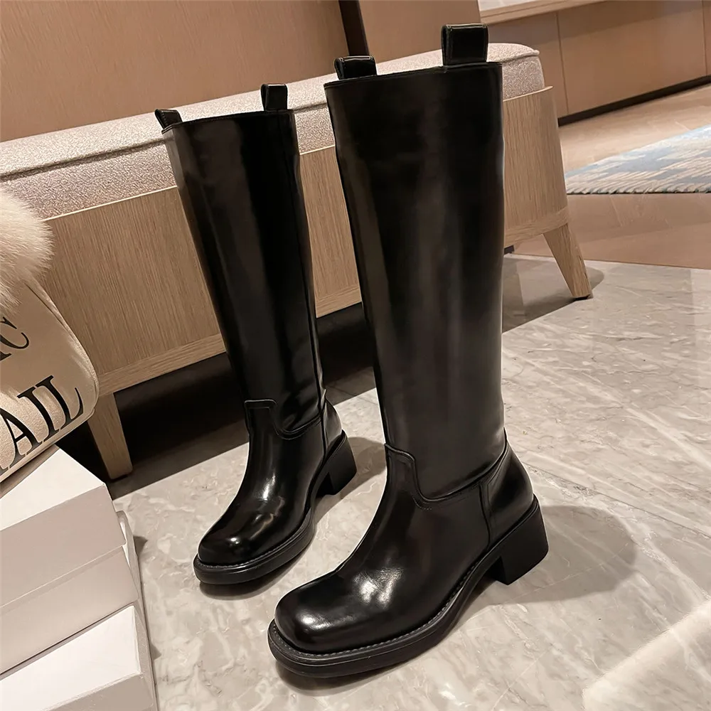 MILI-MIYA New Arrival Classic Wide Leg Boots Women Cow
