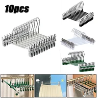 10PCS Metal Trouser Hanger with Adjustable Clip Clothes Hanger Non Slip Pant Hangers Heavy Duty Saving Space Stainless Steels 1
