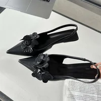 Eilyken Fashion Sexy Flower Pointed Toe Thin Low Heels Pumps Women Elegant Wedding Slingback Mules Shoes Zapatos De Mujer - Image 3