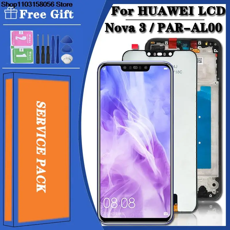 

6.3 original para huawei nova 3 display lcd tela de toque com moldura para huawei nova3 PAR-AL00, lx1m, lx1, lx9, tl20, tl00 lcd