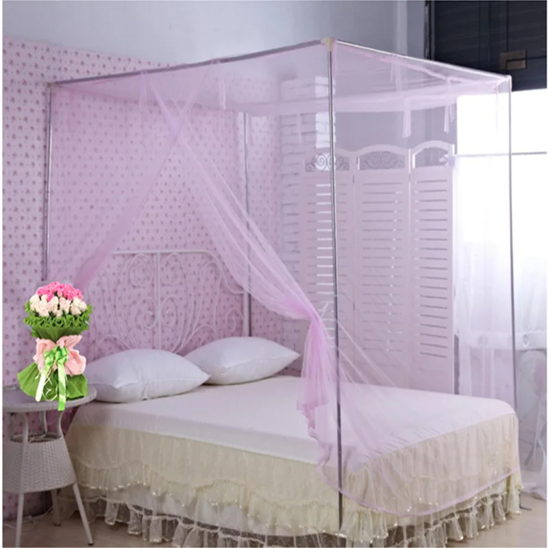 New Double Bed Lace Bed Mosquito Insect Netting Mesh Canopy Princess Full Size Bedding Net Polyester White Pink Blue Purple