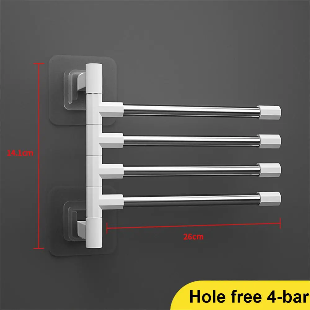 Bathroom Towel Rack Rotatable Towel Holder 99.99% Space Aluminum 2/3/4-Bar Hanger Kitchen Shelf Paper Hanging Wall Mounted