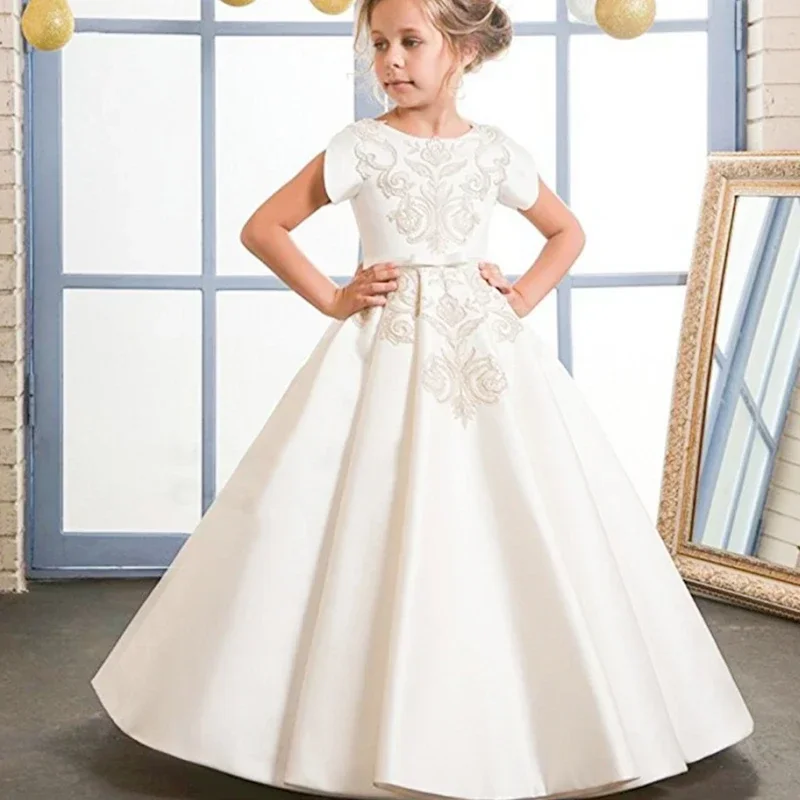 

Flower Girl Dresses For Wedding Pageant Party Dress Appliques First Communion Ball Princess Prom Gowns