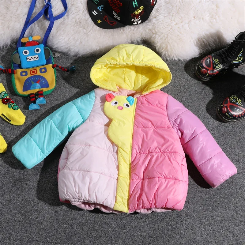 Children's Autumn and Winter Trendy Brand Children's Clothing Little Yellow Duck Color-blocked Girls' Cotton Cotton Clothes